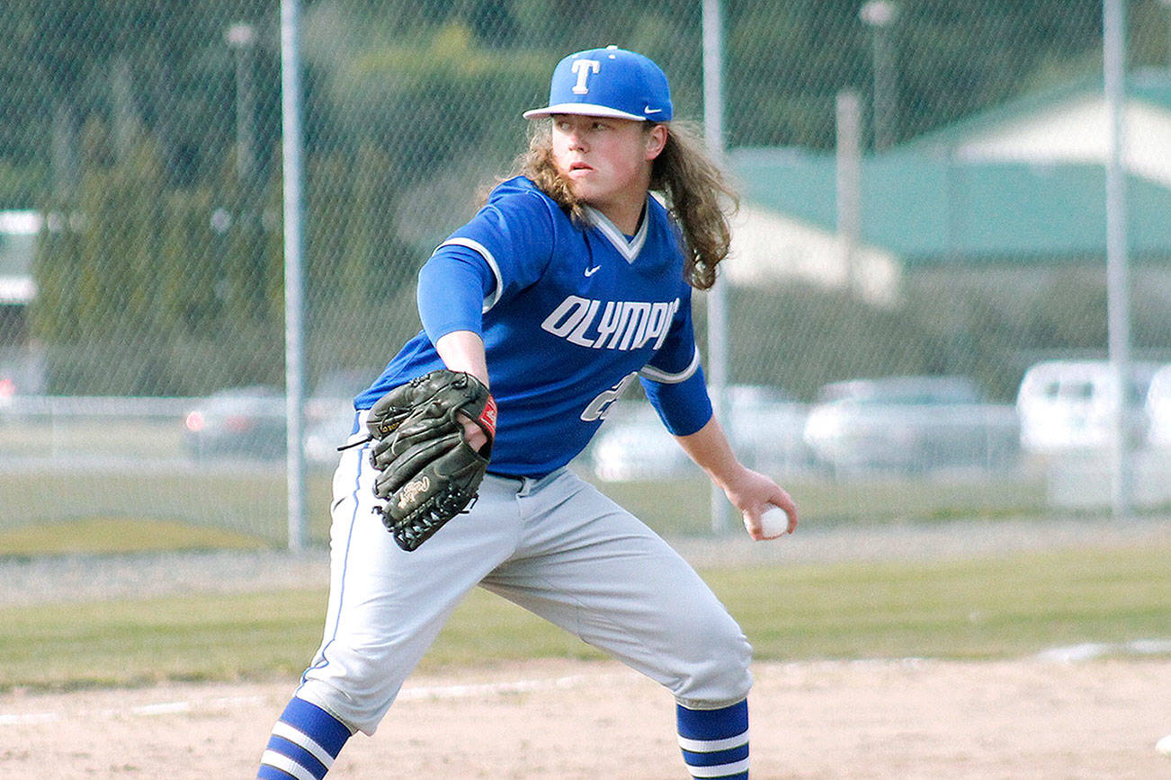 Logan O’Neil struck out nine hitters in five innings in Olympic’s 8-2 win over Bremerton. (Mark Krulish/Kitsap News Group)