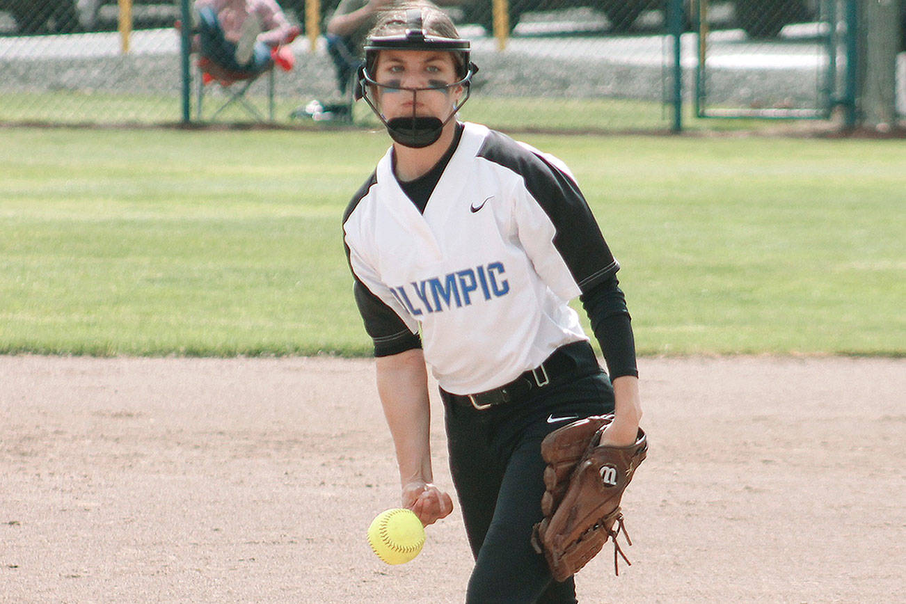 Olympic sophomore Riley Burdyshaw pitched well in an elimination game against Eatonville, holding her opponent to just three runs. (Mark Krulish/Kitsap News Group)