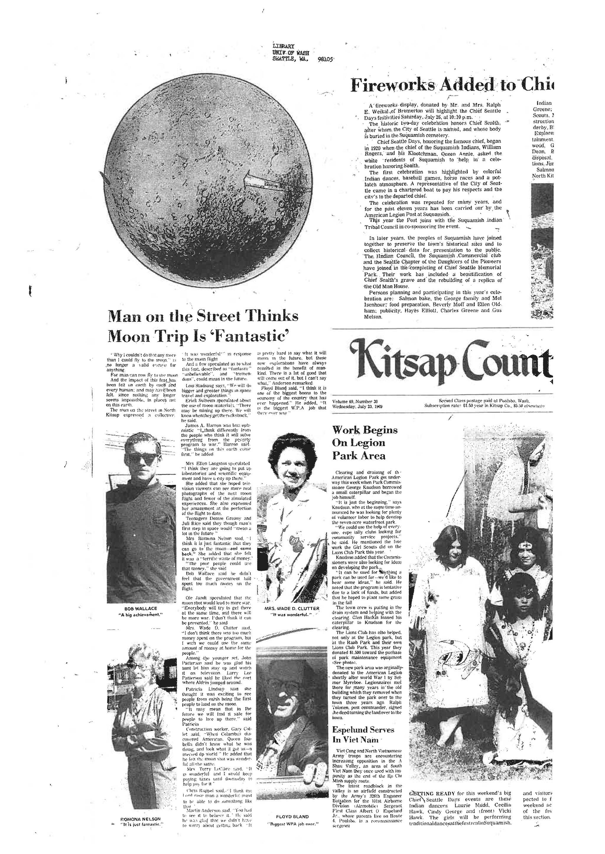 Local residents were given a chance to weigh in on the Moon landing in “Man on the Street” interviews. (Kitsap Regional Library archives)