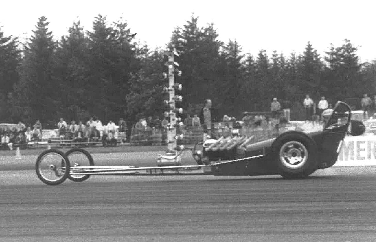 Larry Van Boeyen prepares to race in his dragster at Seattle International Raceway, shown here in 1973. (Courtesy photo)