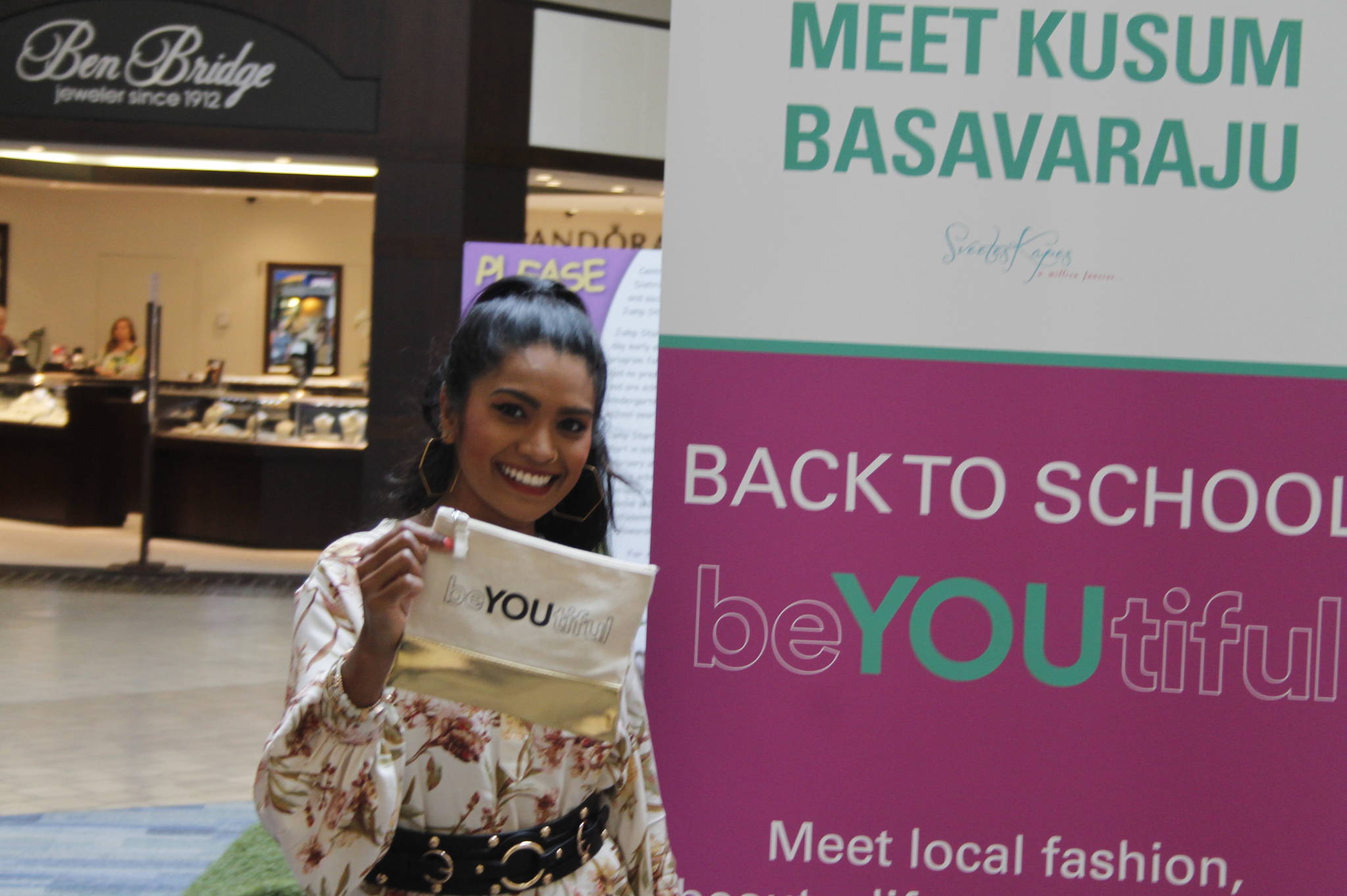 Local fashion and beauty blogger Kusum Basavaraju helped assist students at the BeYOUtiful Back to School event at the Kitsap Mall Saturday. (Tyler Shuey/Kitsap News Group)