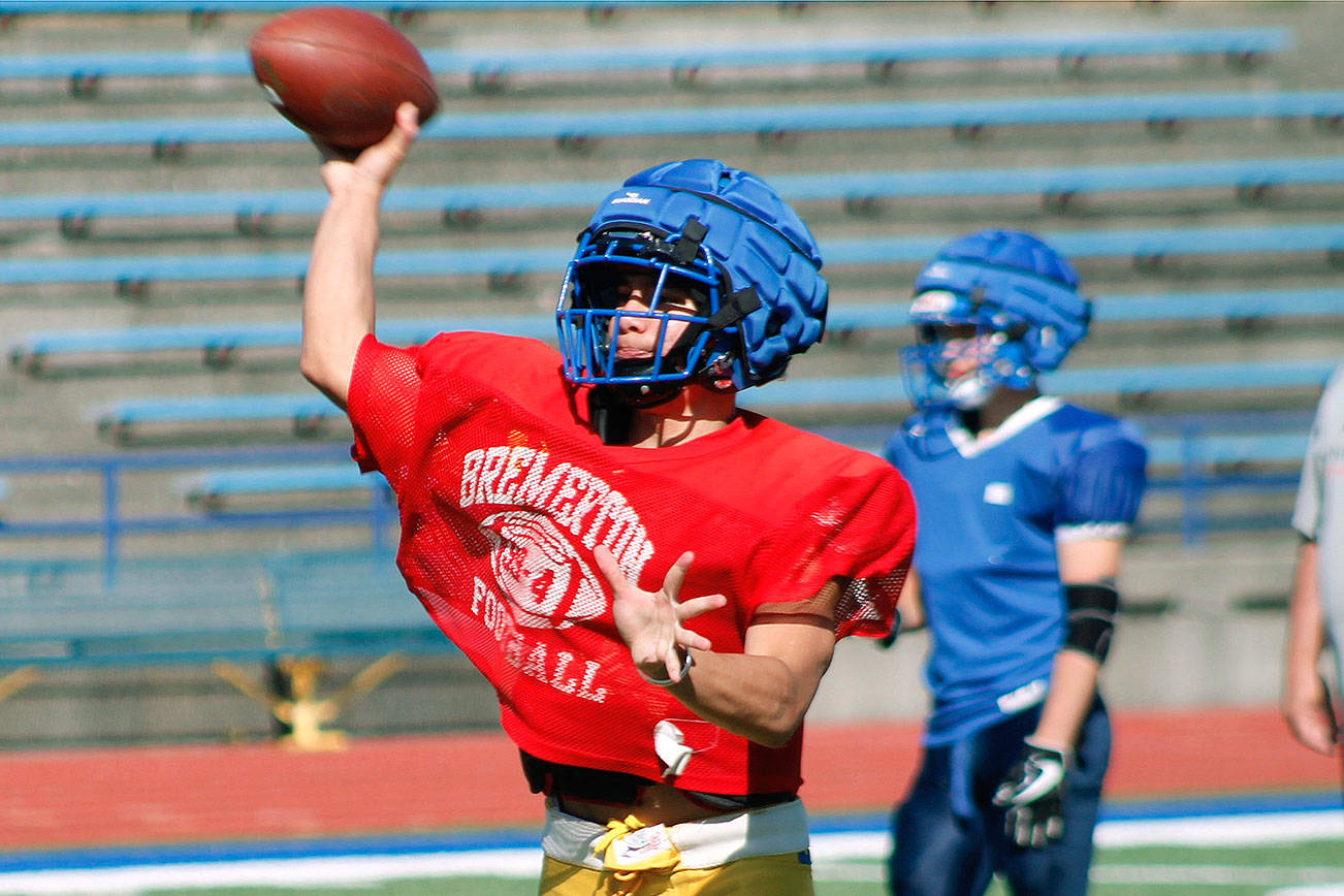 <em>Bremerton junior Kelo Logova returns for his second year as the Knights quarterback. </em>Mark Krulish/Kitsap News Group