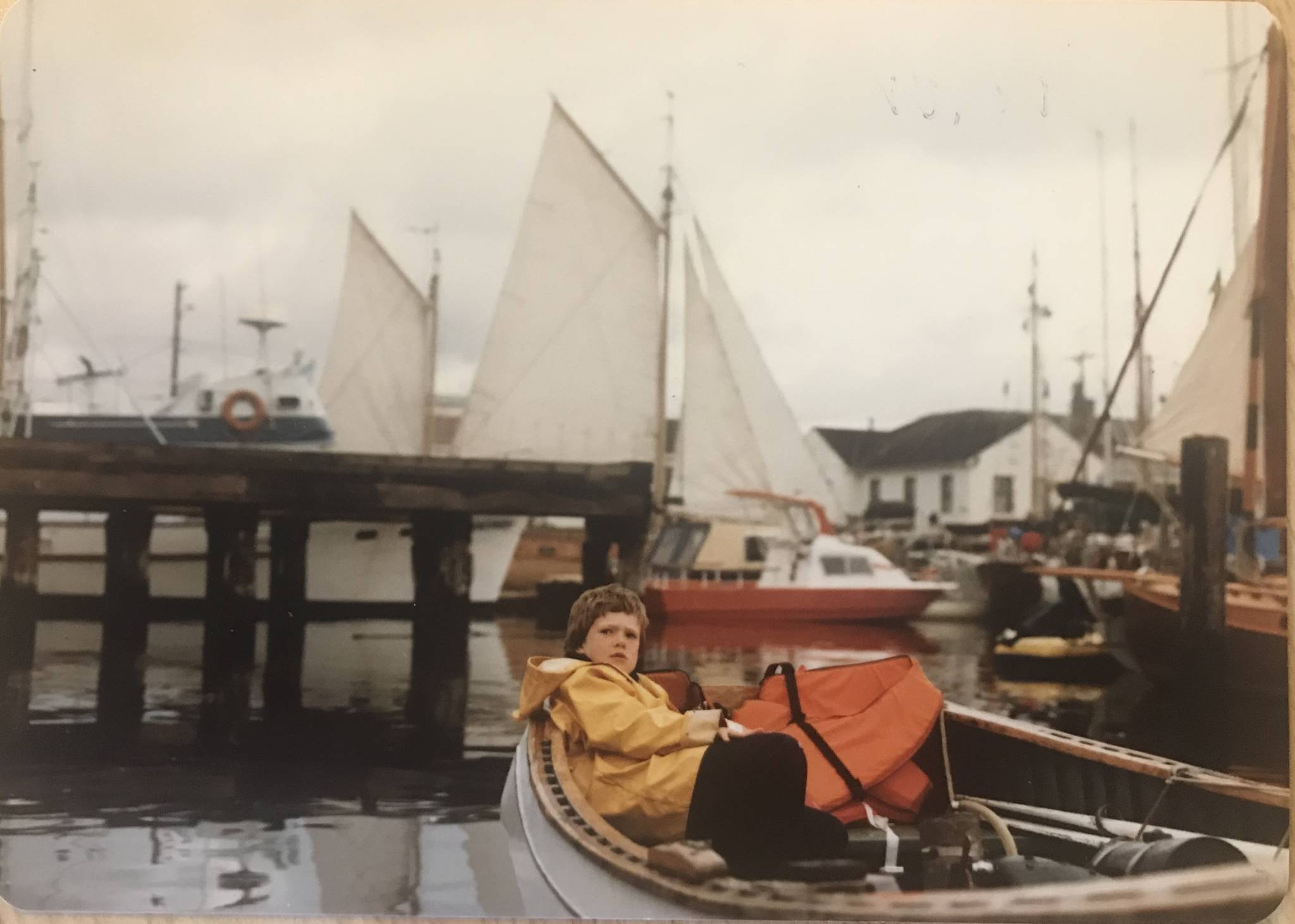 <em>Matt Diehl, sits in his grandfather’s Poulsbo Boat in 1982. </em>Photo courtesy Matt Diehl