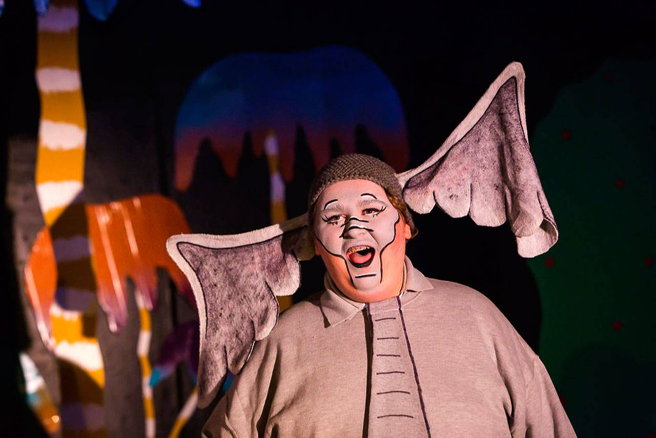 Horton the Elephant is played by Andrew Knickerbocker in “Seussical the Musical.” (Photo by Rebecca Ewen)