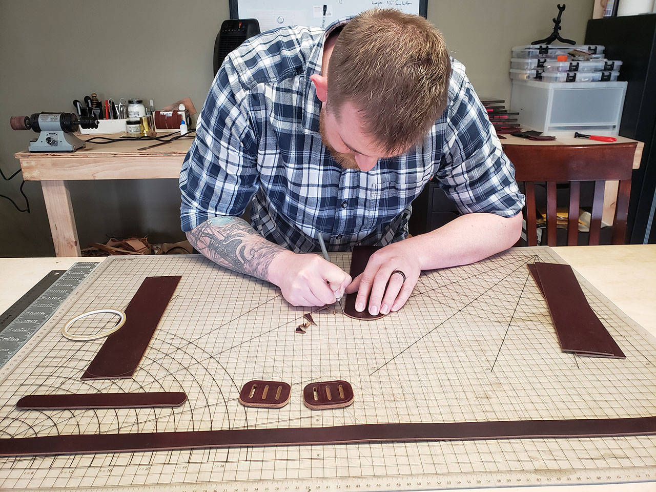 Bremerton leathercrafter Will Webb operates his business from his home.
