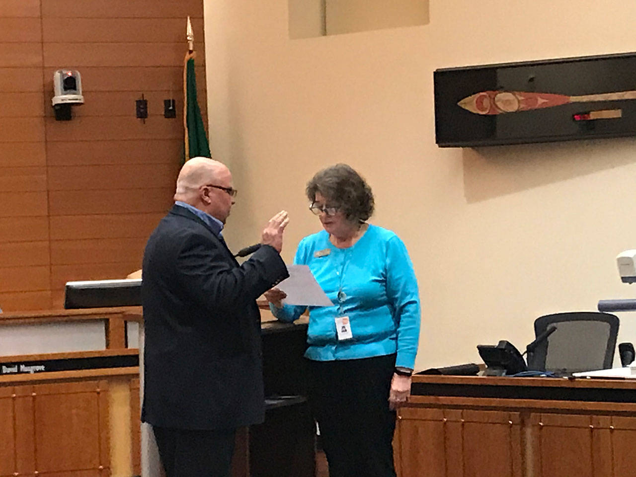 Gary McVey was sworn into his position on the Poulsbo City Council on Dec. 4.