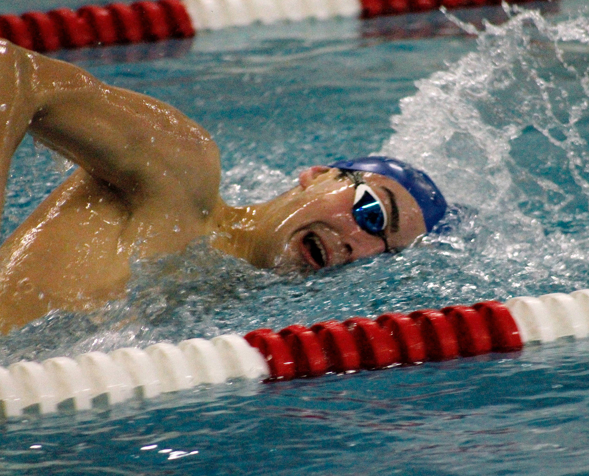 Olympic’s Dietrich Meyer swam a state qualifying time in the 500-yard freestyle. (Mark Krulish/Kitsap News Group)