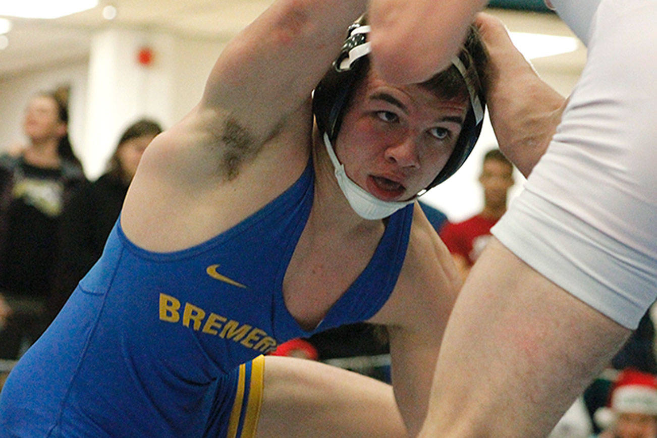 Bremerton’s Thor Michaelson was named a Wrestler of the Meet at the North Mason Classic after a dominant performance. (Mark Krulish/Kitsap News Group)