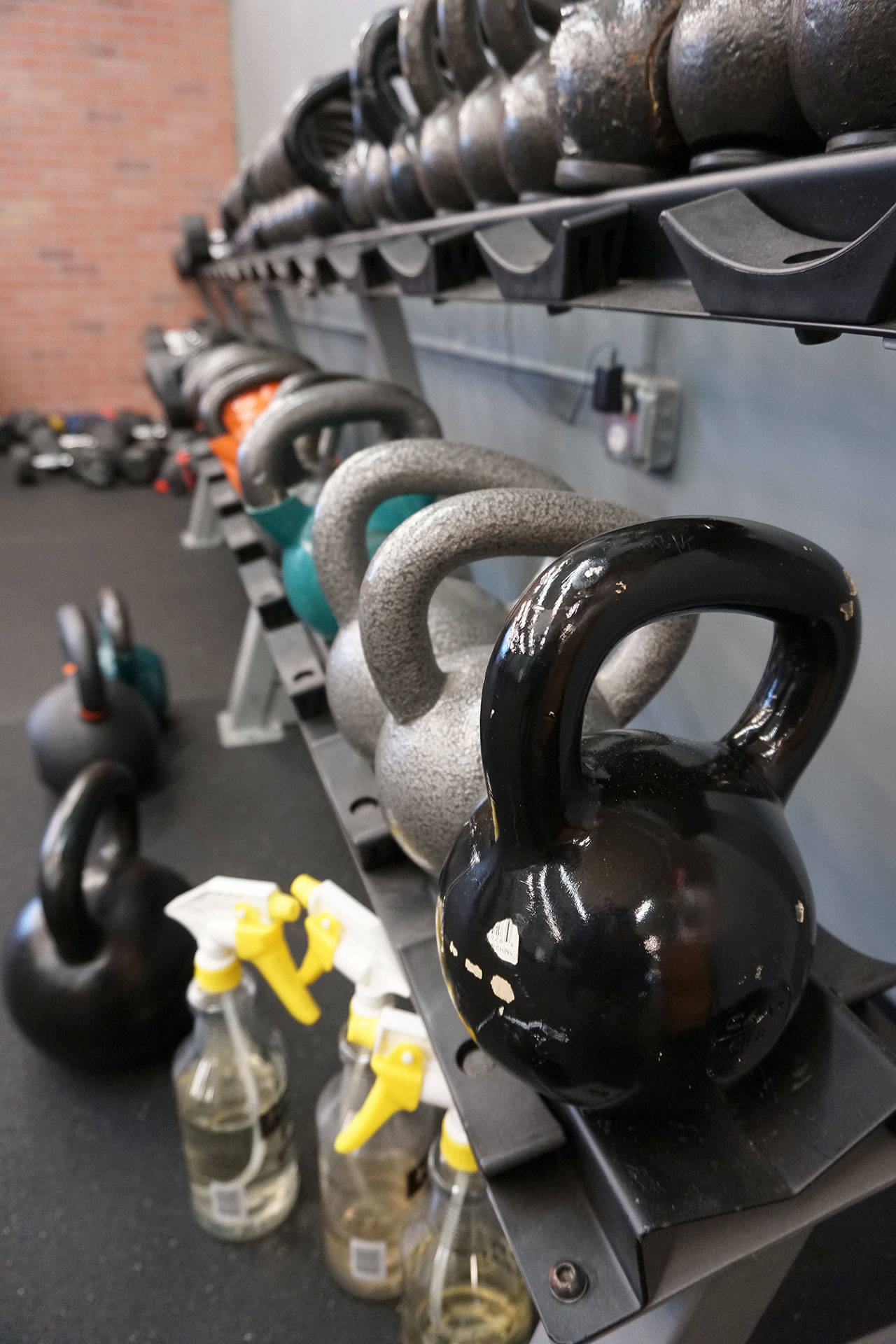 A rack of kettlebells awaits use at Annapolis Fitness Performance. (Mike De Felice photo)