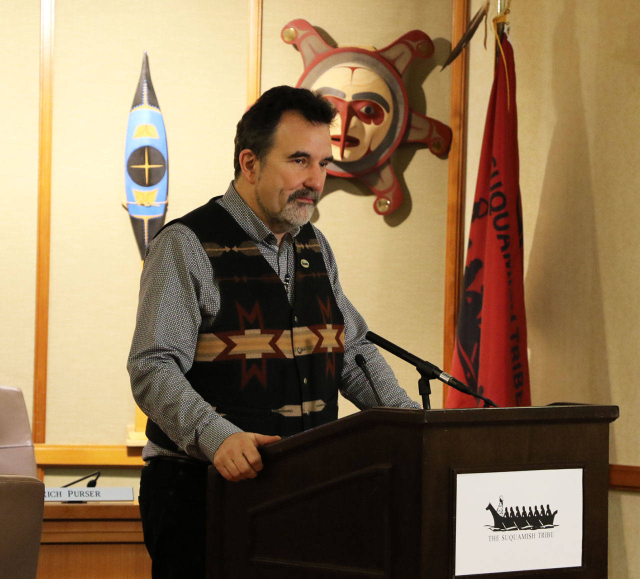 Suquamish Chairman Leonard Forsman speaks to the Tribe’s lawsuit against the U.S. Navy (Kitsap News Group)
