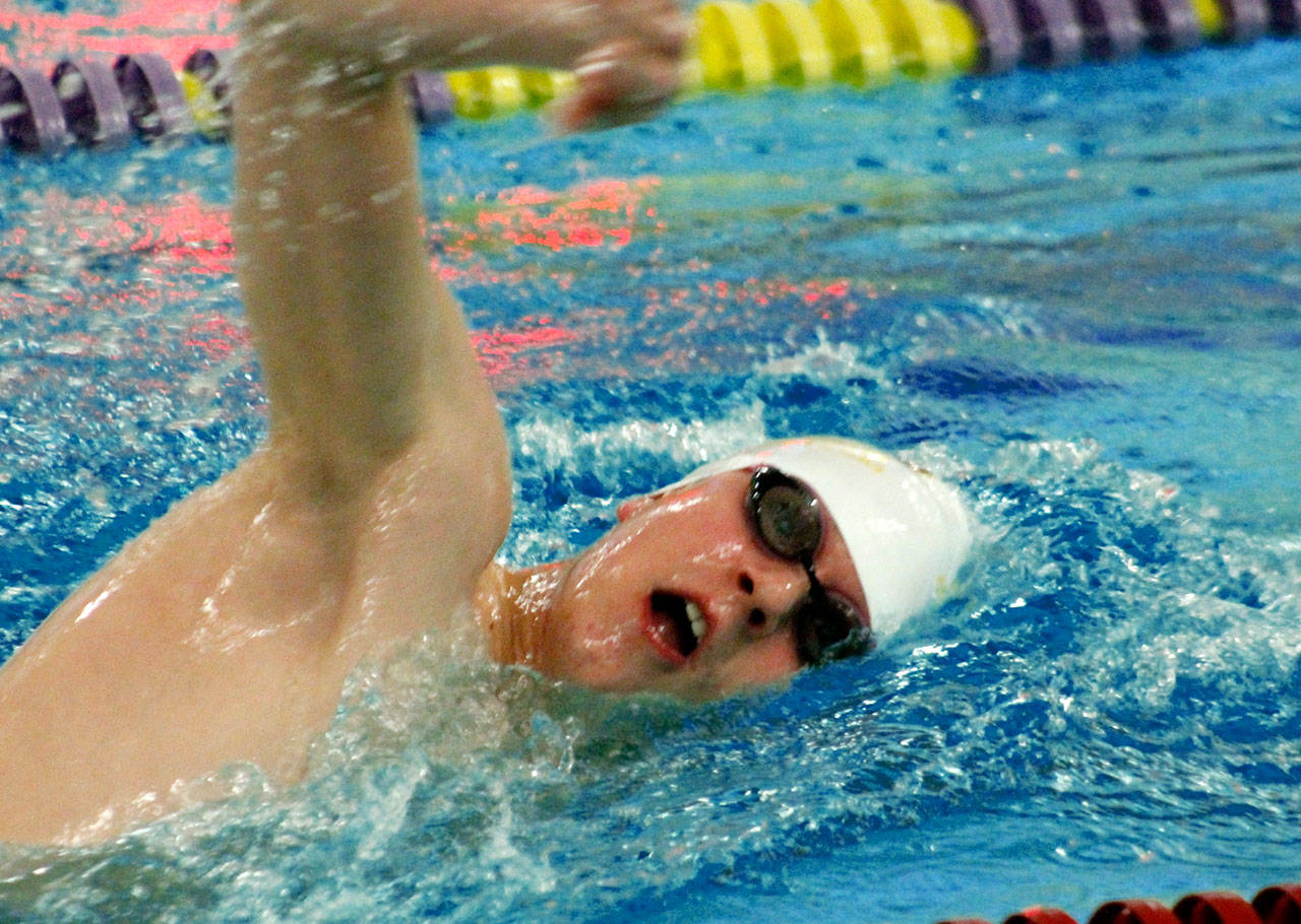 Charlie Near finished second in the 500-yard freestyle. (Mark Krulish/Kitsap News Group)
