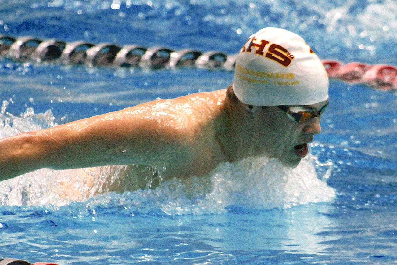 Kingston’s Rocco Velie placed fourth in the 100-yard butterfly and third in the 200 IM at the 2A state meet. (Mark Krulish/Kitsap News Group)