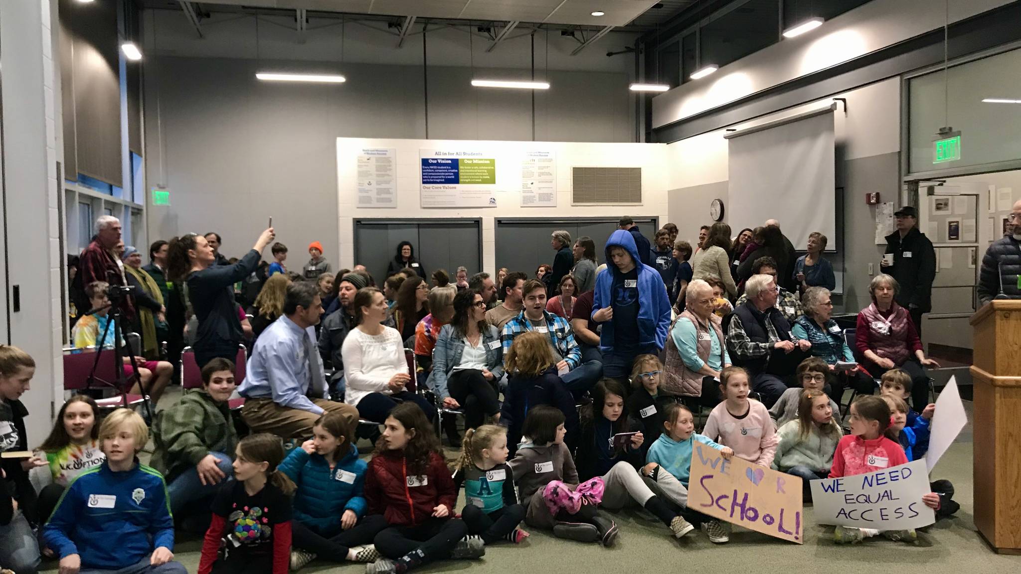 Parents and students of the NKSD Options Program packed the district office Feb. 27.