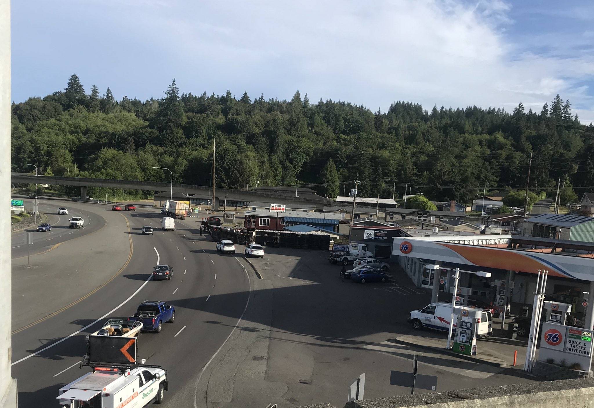 Semi rolls over near Gorst Tuesday