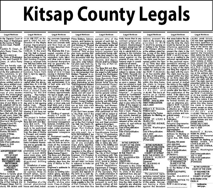 Kitsap County Legal notices | July 17, 2020