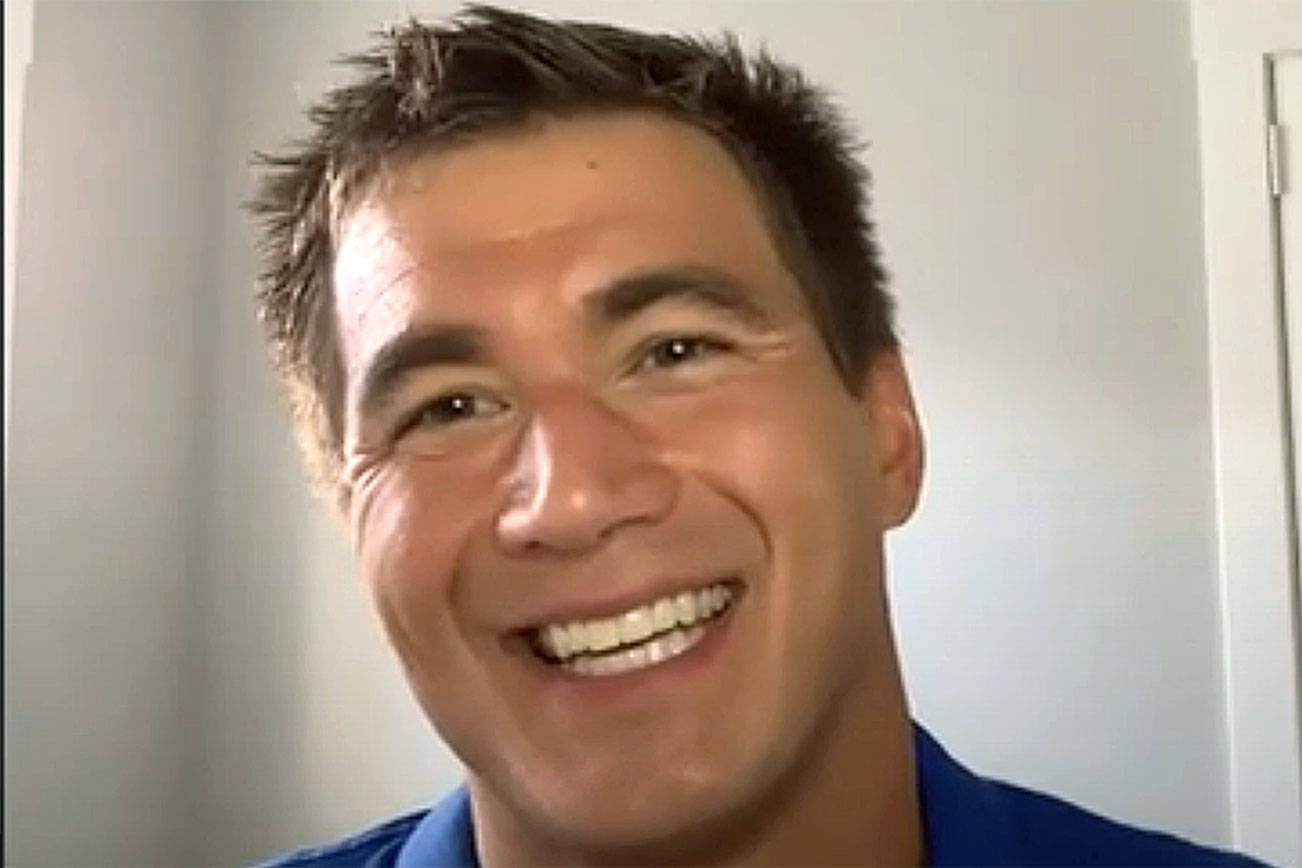Nathan Adrian joined the Kitsap Athletic Roundtable in July for a talk on swimming in the Olympics, battling cancer, and growing up in Kitsap. (Kitsap Athletic Roundtable video screengrab)