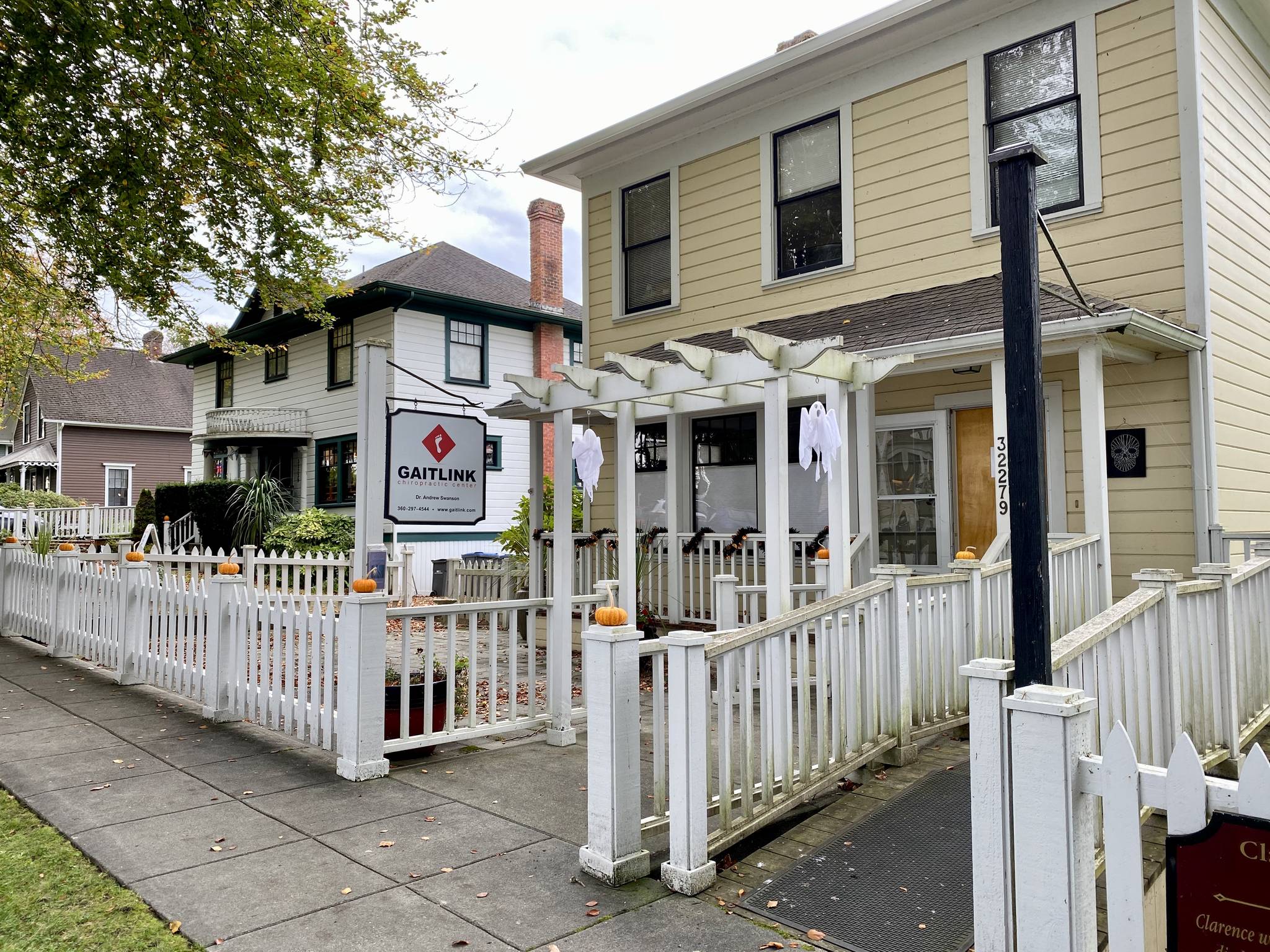 The shops around Port Gamble are gearing up for Halloween, with little Pumpkins lining the walkways and fences.