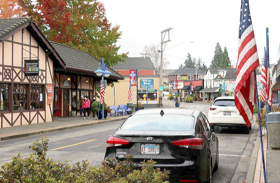 While traditional ceremonies marking Veterans Day were canceled due to Covid-19. The City of Poulsbo still lined Front Street with flags Wednesday showing the communities thankfulness and respect for our nation's Veterans and men and women in the armed forces. Ken Park/North Kitsap Herald photo