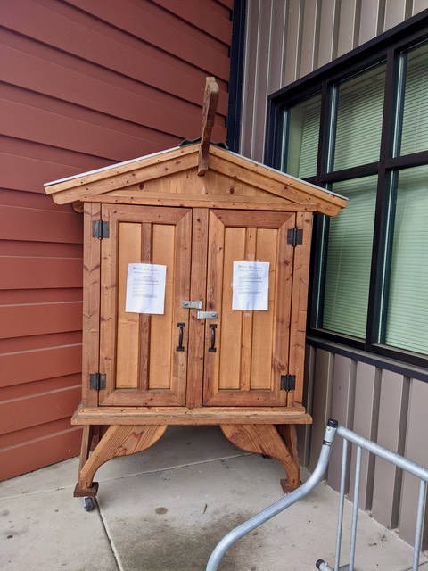 <em>One of Poulsbo’s Free Food Pantry’s can be found outside Fishlines Market Place on Viking Avenue.</em>
Courtesy photo