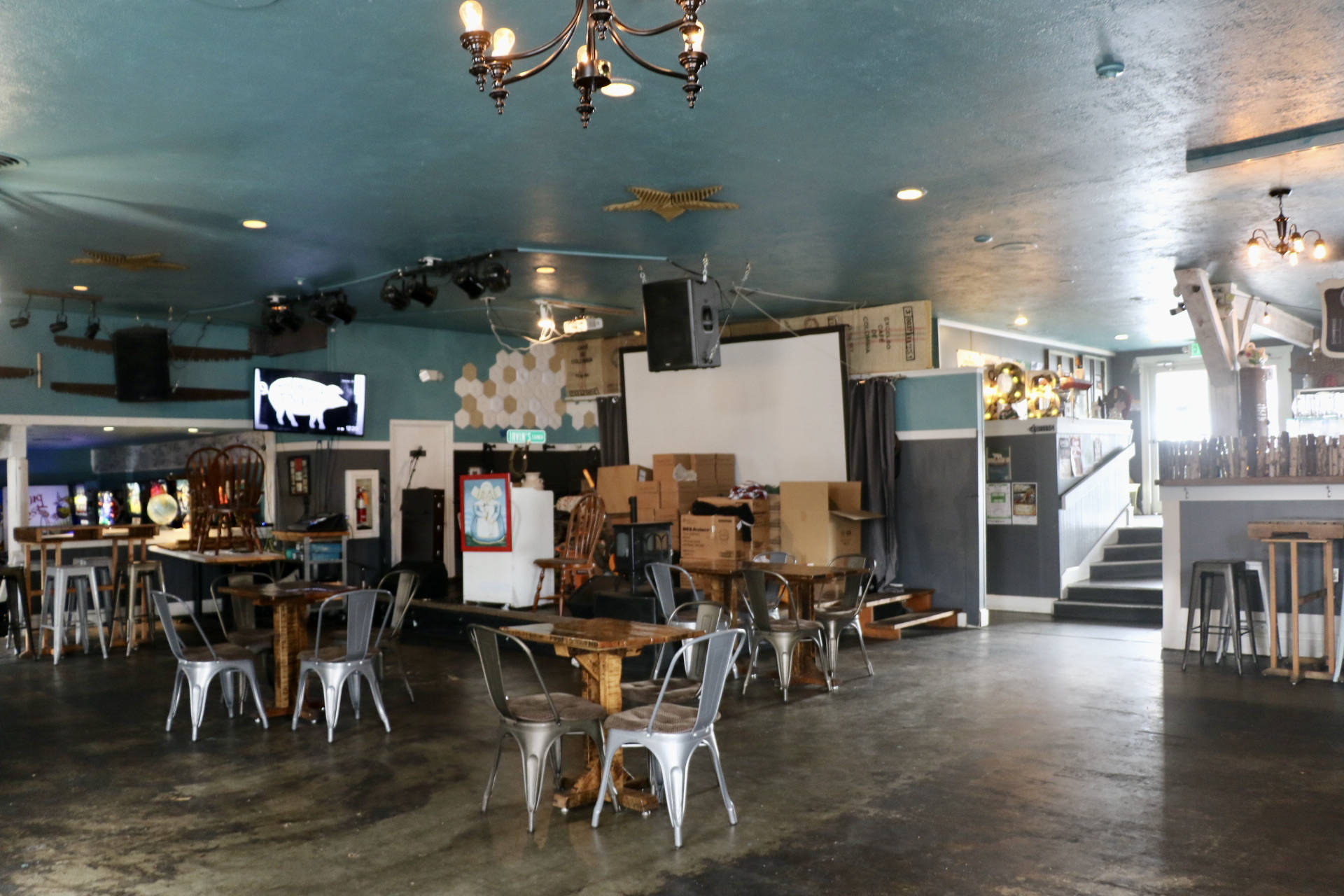 Poulsbo’s Slippery Pig is open but like many of the restaurants and pubs in Poulsbo does not open until late afternoon, though that may change as restrictions loosen over the coming months. (Ken Park/Kitsap Daily News photos)