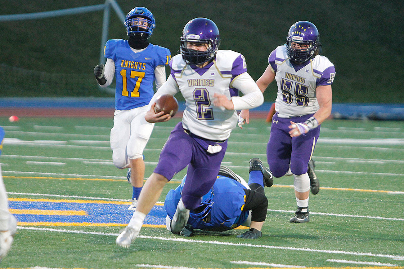 North Kitsap quarterback Colton Bower accounted for over 500 yards of offense in his team’s 41-7 win over Bremerton. (Mark Krulish/Kitsap News Group)