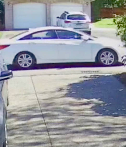 Neighbors outdoor security camera reportedly caught the suspect vehicle, described as a newer model Hyundai sedan, as it left the Hill Bend neighborhood. Courtesy Photo