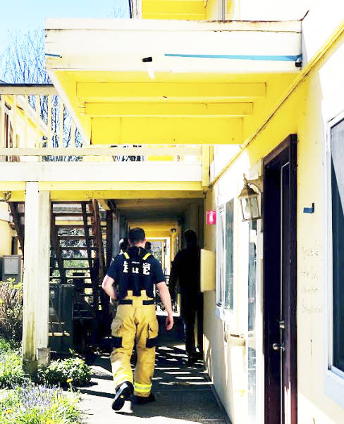 Firefighters train at the apartment complex in Bainbridge Island. Courtesy Photo