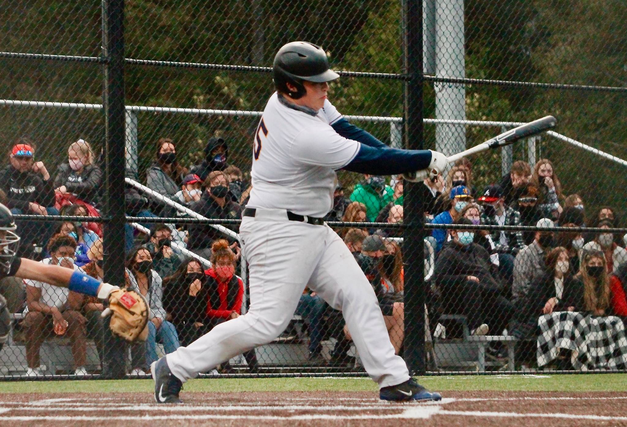 Connor Sweeny homered for Bainbridge in the first game of the Olympic League tournament against North Kitsap. (Mark Krulish/Kitsap News Group)