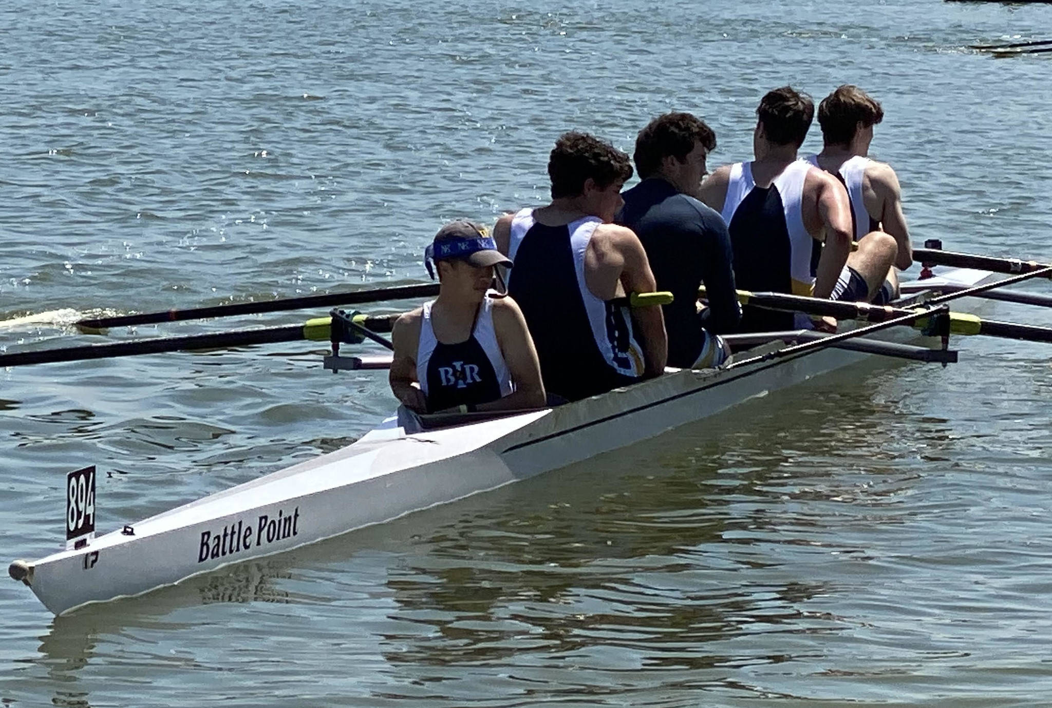 Coxswain Tanner Reightley prepares Owen Sykes, William Taylor, Aidan Driggers, Hugo Pizarro for their race. (Contributed photo)