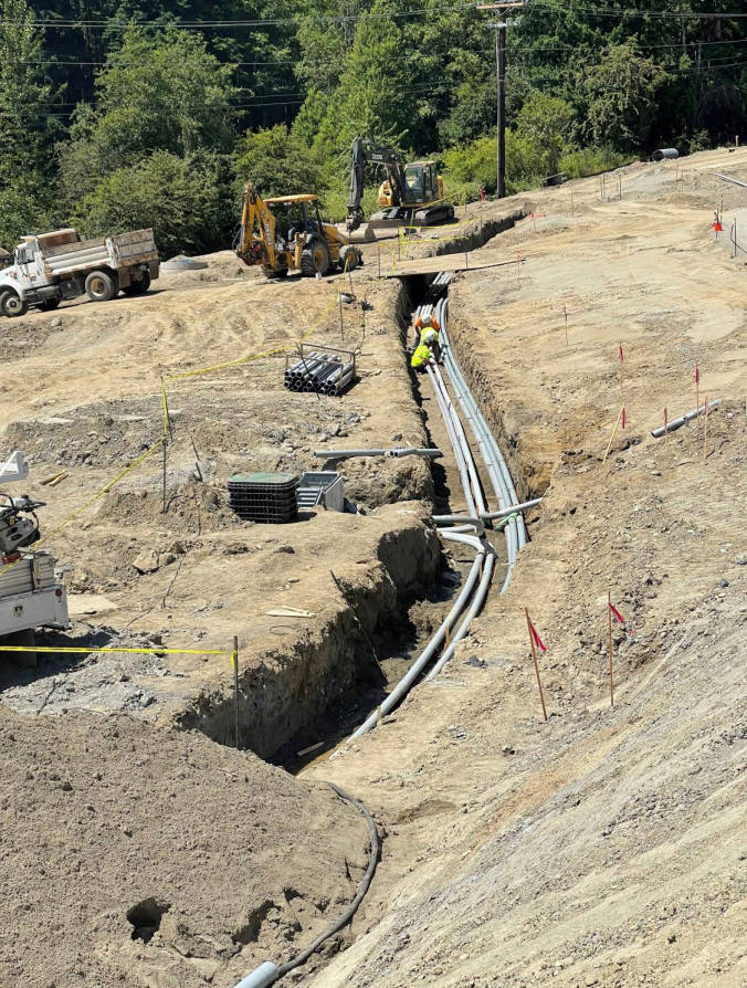 A joint untility trench has been created for easy access for multiple infrastructure agencies along the Johnson roundabout project. .