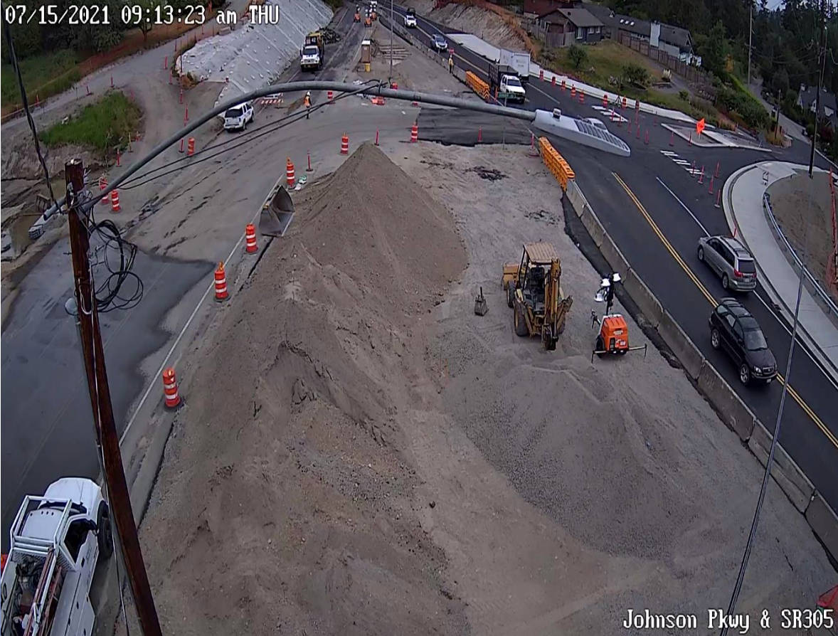 A birds-eye view of the roundabout shows some of the progress that has been made on the Johnson project.