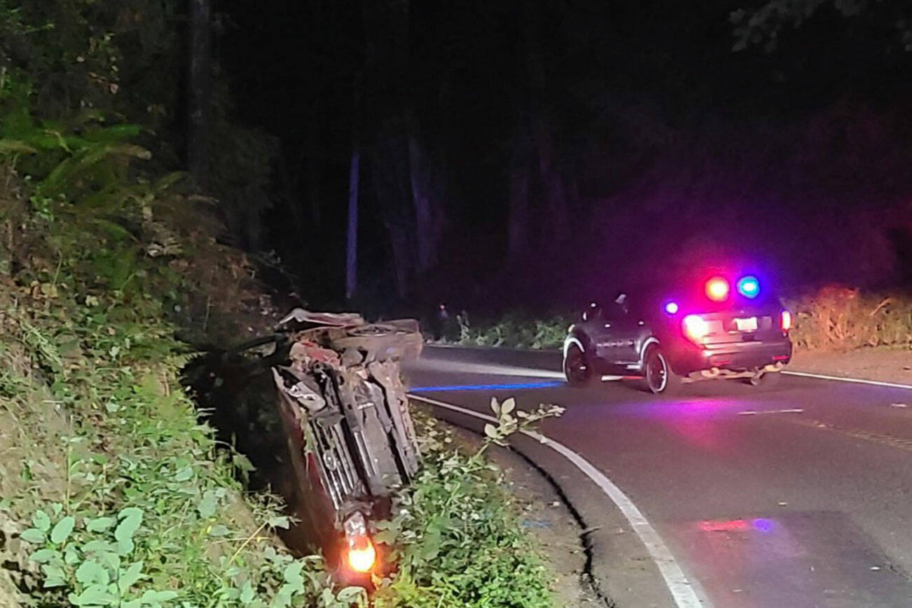 The scene of the crash on Columbia Street early Saturday morning. Courtesy photo