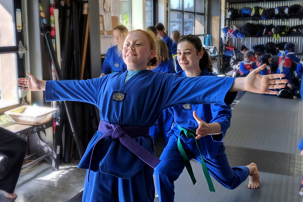 “We take great pride in teaching the physical aspects of the arts, but we take greater pride in honoring the very tenets the arts were built upon—pride, honor, discipline, integrity, respect, humility, and perseverance,” says Ken Aduddell, co-owner of Pacific Fusion Premier Martial Arts. Top