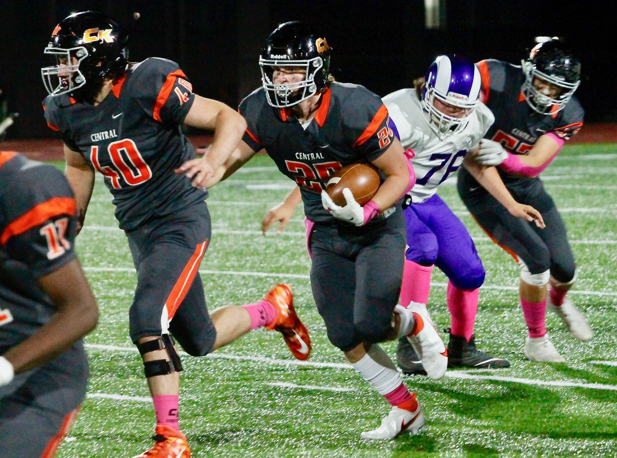 Central Kitsap running back Kouper Hall went over 1,000 rushing yards for the season against North Thurston on Friday night. He had 304 yards and four touchdowns in the 61-7 win. (Mark Krulish/Kitsap News Group)