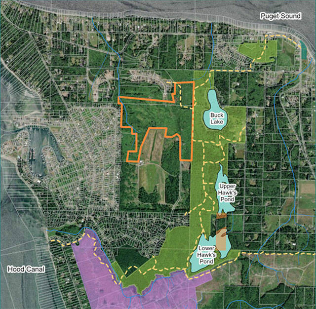 The land groups are trying to preserve is outlined in orange. Courtesy photo