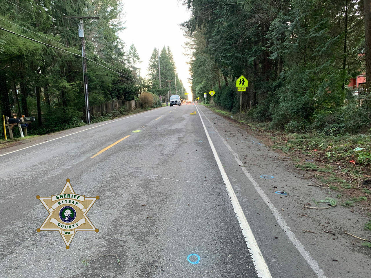 The scene at Central Valley Road where 63-year-old Poulsbo resident John Skubic was killed last Friday after a hit and run while riding his bike. Courtesy photo