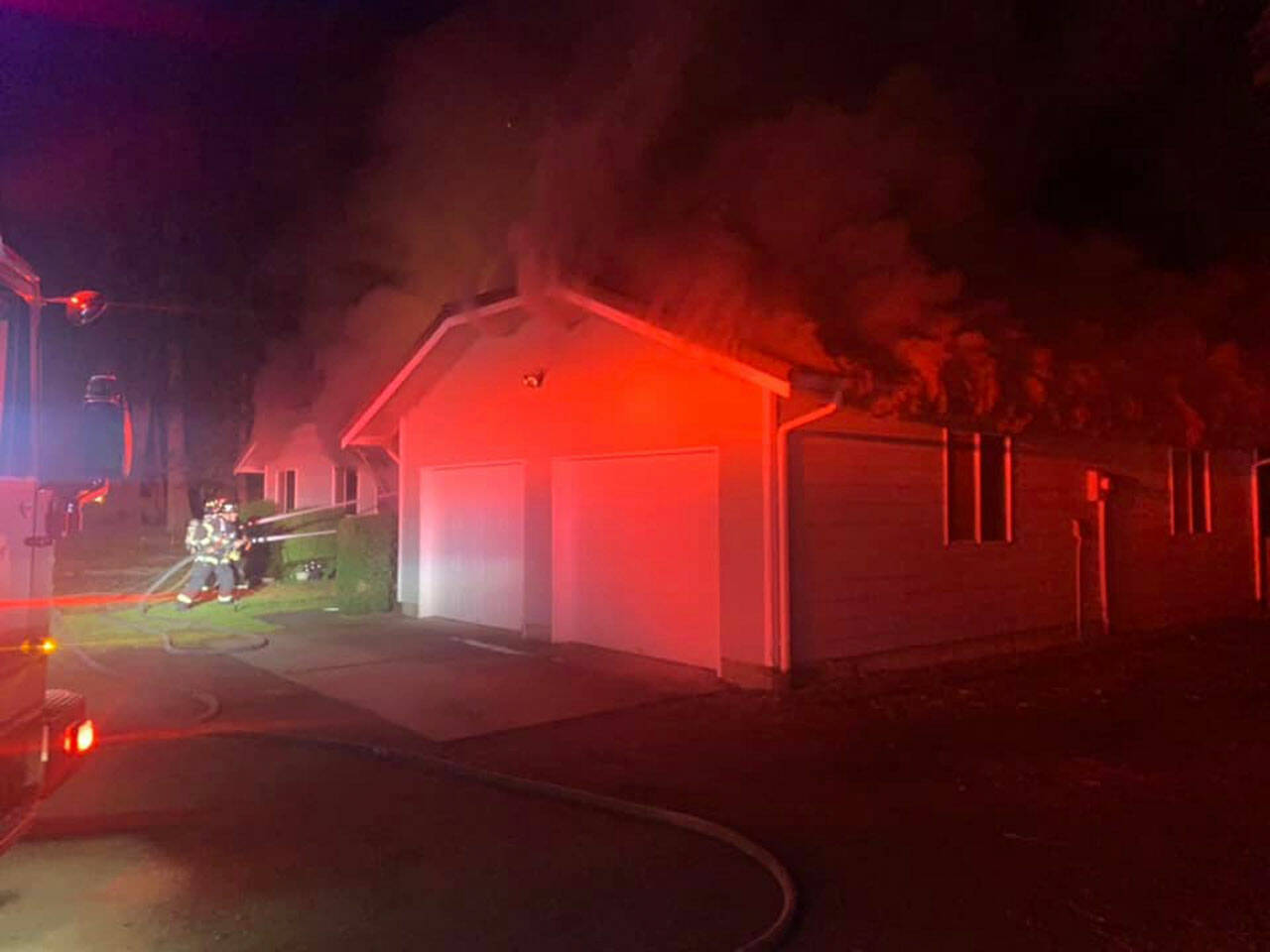 The scene of the house fire on Noll Road Sunday night. Courtesy Photo