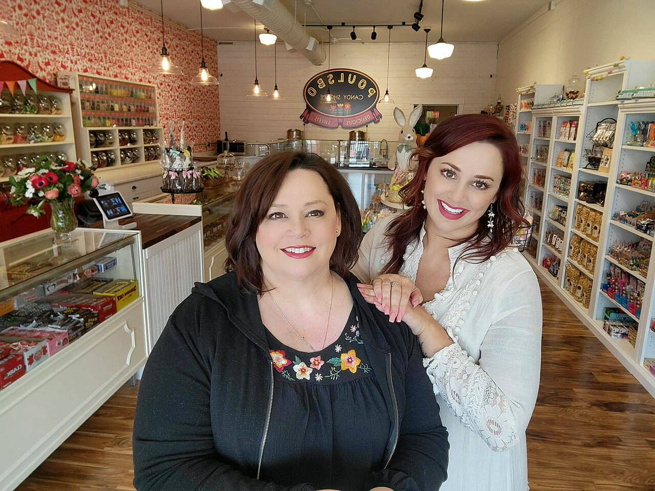Marsha Harris (left) and her daughter, Bekkie Elser, co-own the new Poulsbo Candy Shoppe on Front Street. Courtesy Photo