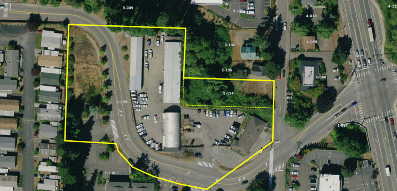 Aerial shot of the city-owned property on Iverson Street in Poulsbo. Public Works is in the midst of moving its operations from this site to its new location on Viking Avenue. Courtesy Photo