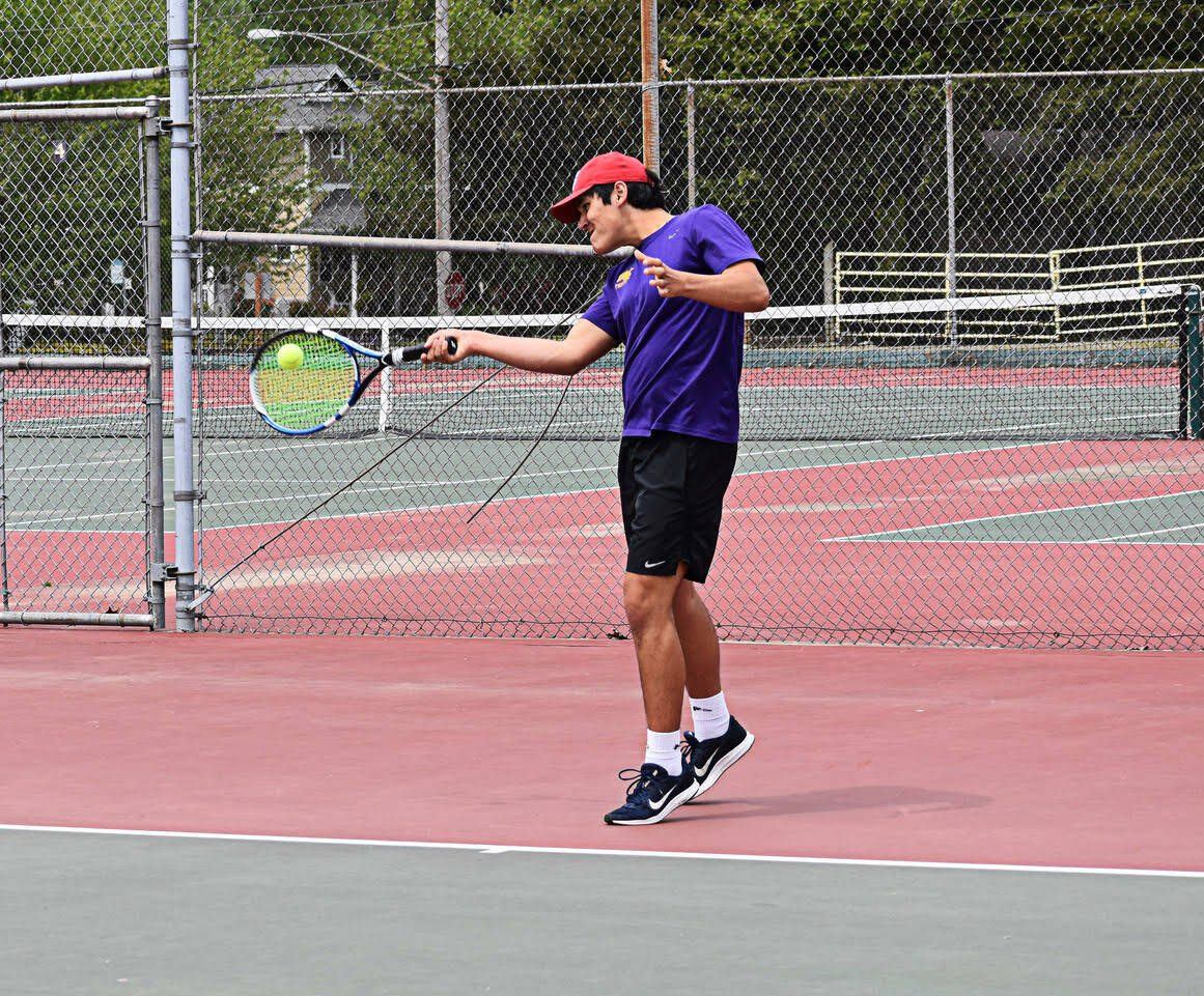 Drake Jones looks to find the weakness of his opponent when he returns the serve. Nicholas Zeller-Singh/North Kitsap Herald Photos