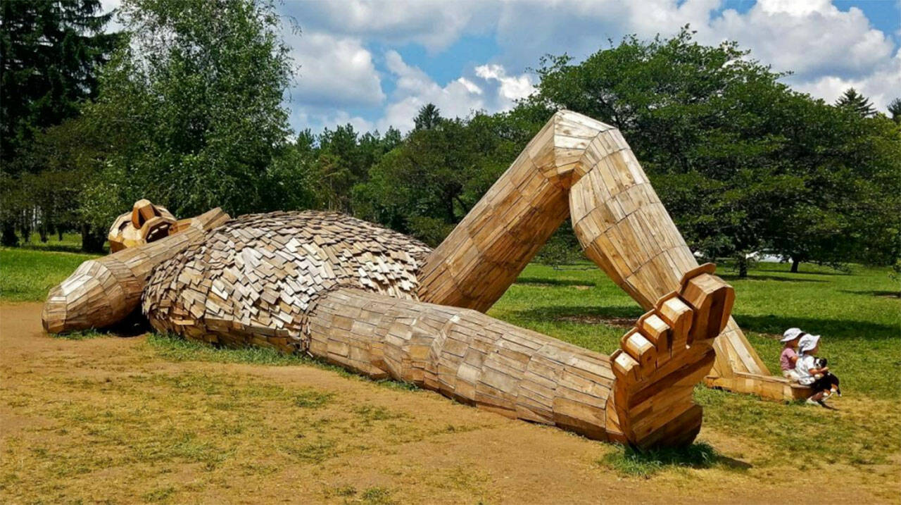 An idea of what the giant troll sculpture at Fish Park would look like if approved by Poulsbo City Council. Courtesy Photos