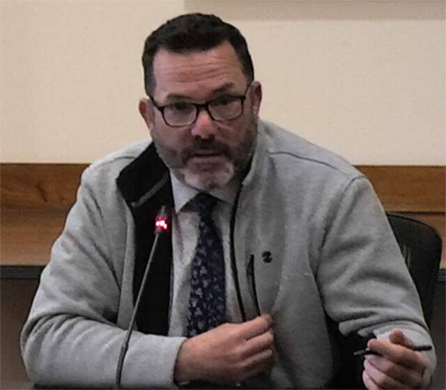 Courtesy Photo
Poulsbo Parks & Recreation director Dan Schoonmaker talks about the giant troll sculpture project during last week’s City Council meeting.
