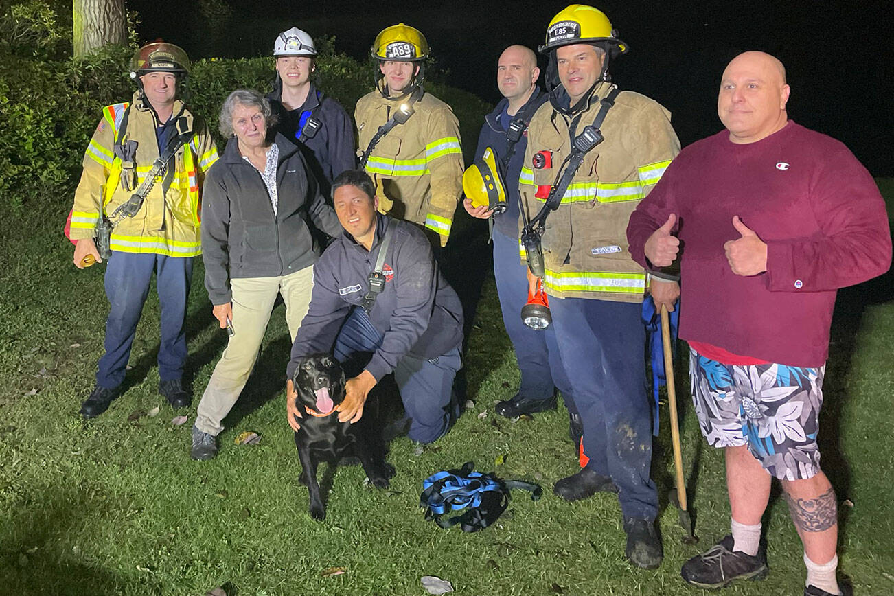 Firefighters rescued a visiting 78-year-old woman after her fall a few feet down a cliff in Eglon. Courtesy Photo