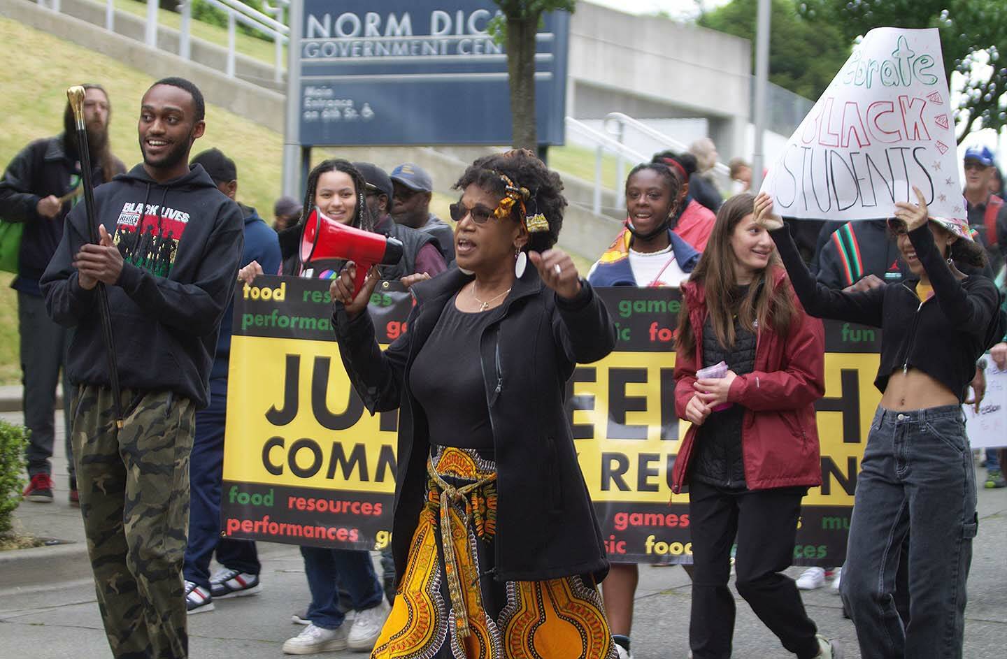 Elisha Meyer photos | Kitsap News Group
Political leaders, organizers and supporters join in the call for more action in the mission for racial equality at a Juneteenth rally at Evergreen Rotary Park on Saturday, June 18 in Bremerton.