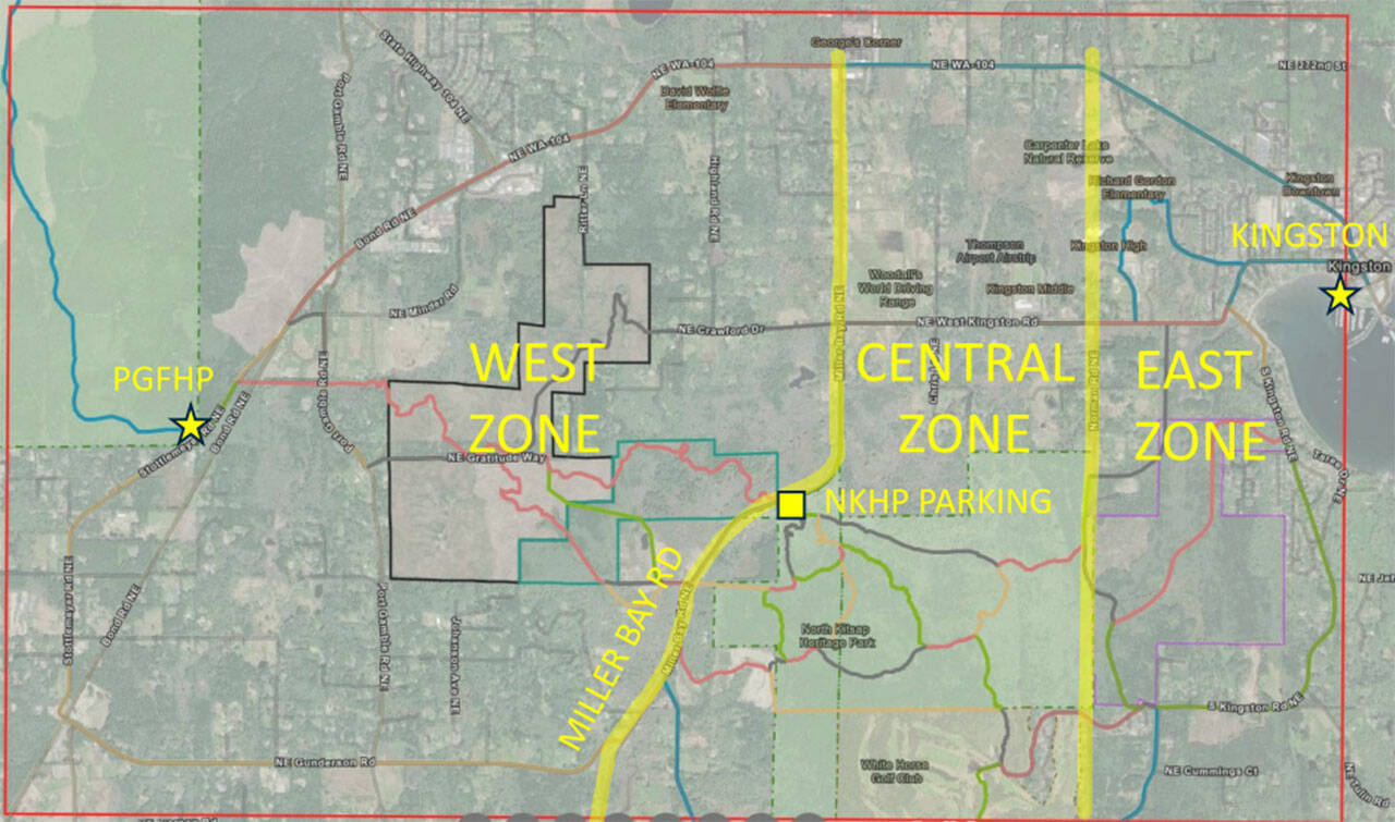 A map of the North Kitsap region where many trail segments are being considered for the North Sound to Olympics Trail. Courtesy Graphic