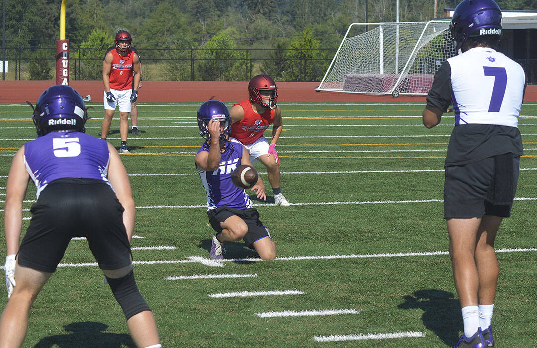 Viking quarterback Beau Pharmann gets set to take the snap from center during the tourney.