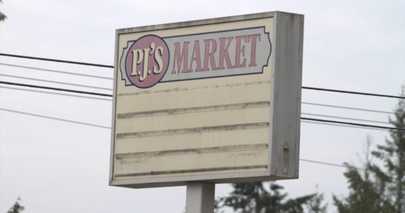 Elisha Meyer/Port Orchard Independent
The old PJ’s Market Sign is still standing during the demolition process.