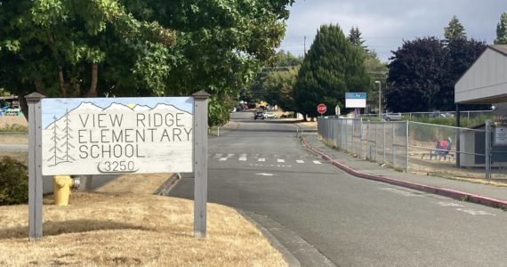 Elisha Meyer/Kitsap News Group
Behind the View Ridge Elementary sign is where the stretch of road plotted for the latest Safe Route to School project begins.