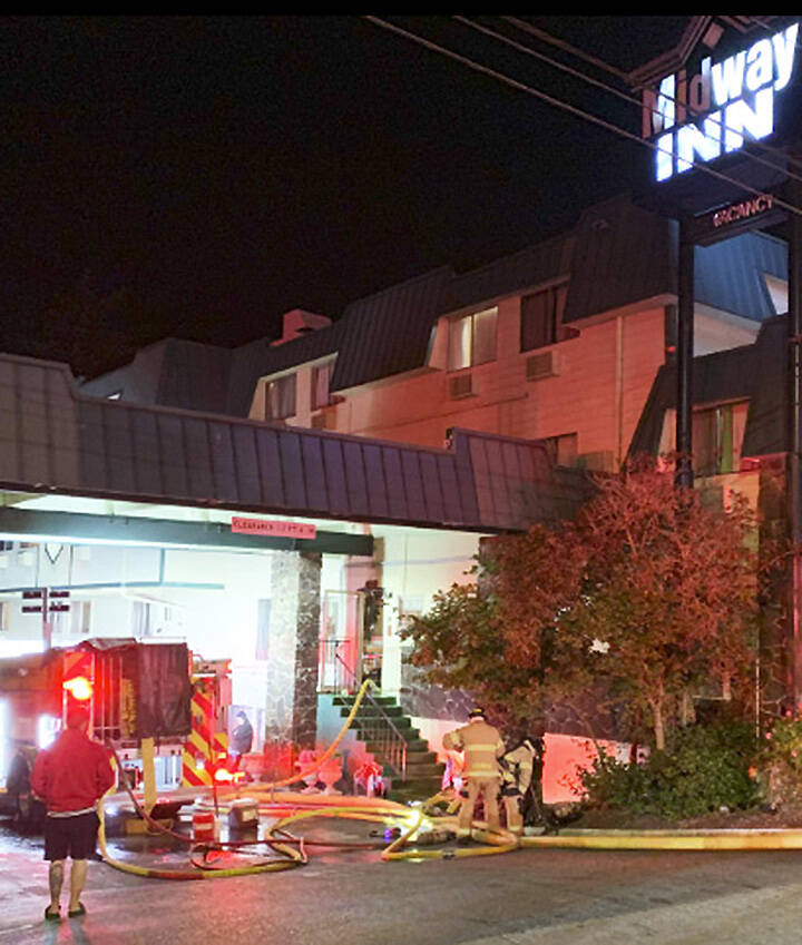 Firefighters battle the blaze at the Midway Inn in Bremerton. Courtesy Photos