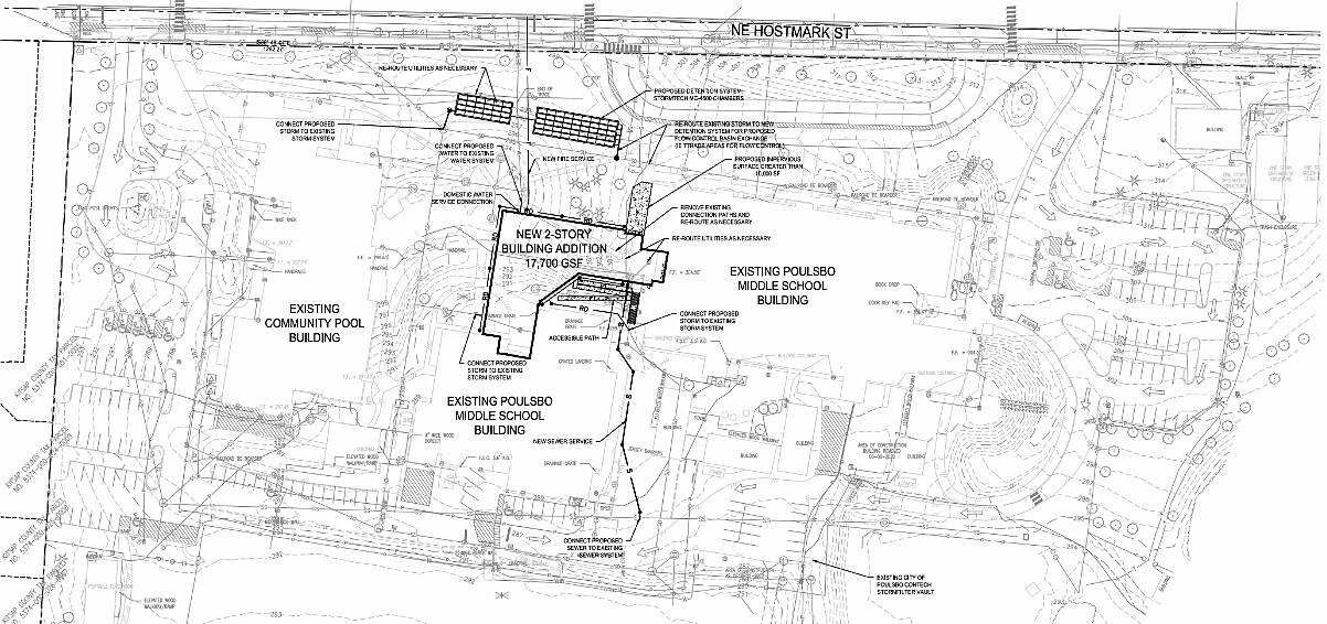 The preliminary site plan for the proposed addition to Poulsbo Middle School. Courtesy Image